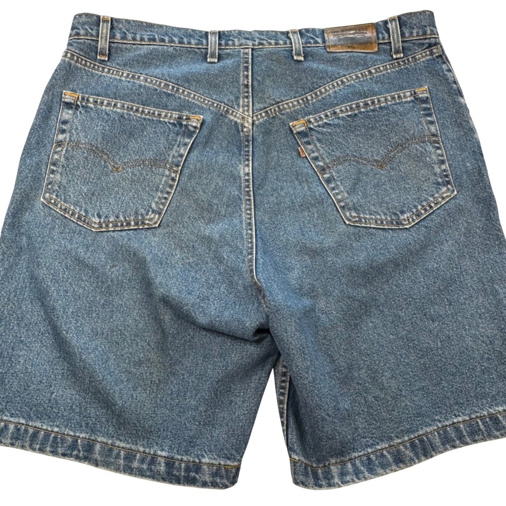 VTG 90s Made In USA Levi's Orange Tab Jean Shorts Men's Size 40 Loose Fit - Picture 2 of 10